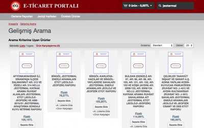 MTA E-Ticaret Portalı, Derleme Jeotermal Raporlar ve Jeoloji Haritaları