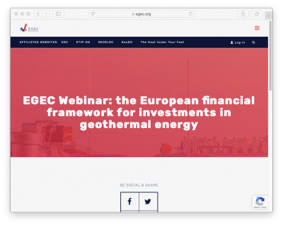 EGEC Web Semineri – Jeotermal Enerji Yatırımlarında Avrupa Finansal Çerçevesi